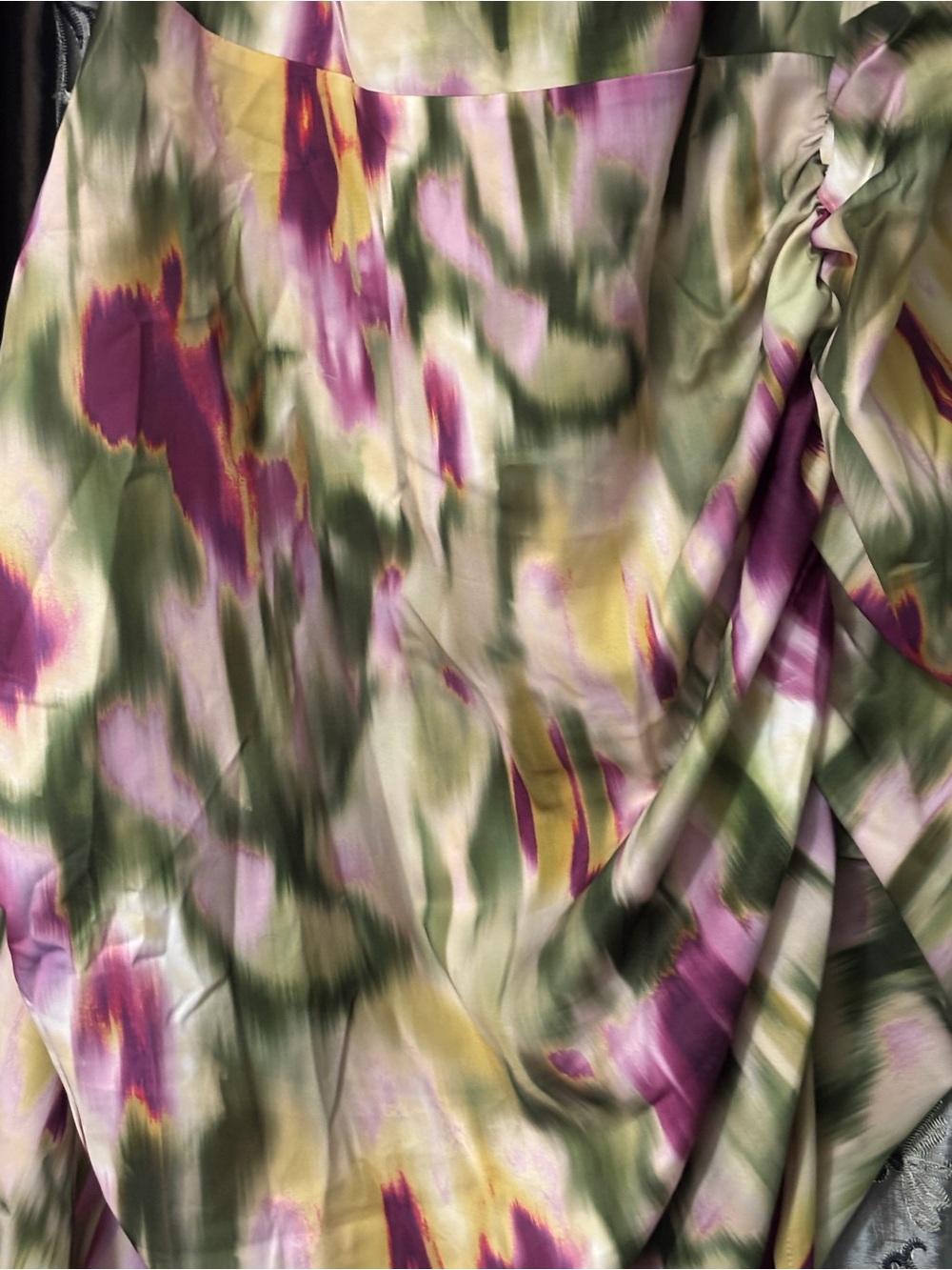 Cider Green and Purple Tie-Dye Satin Slip Dress - Picture 3 of 8